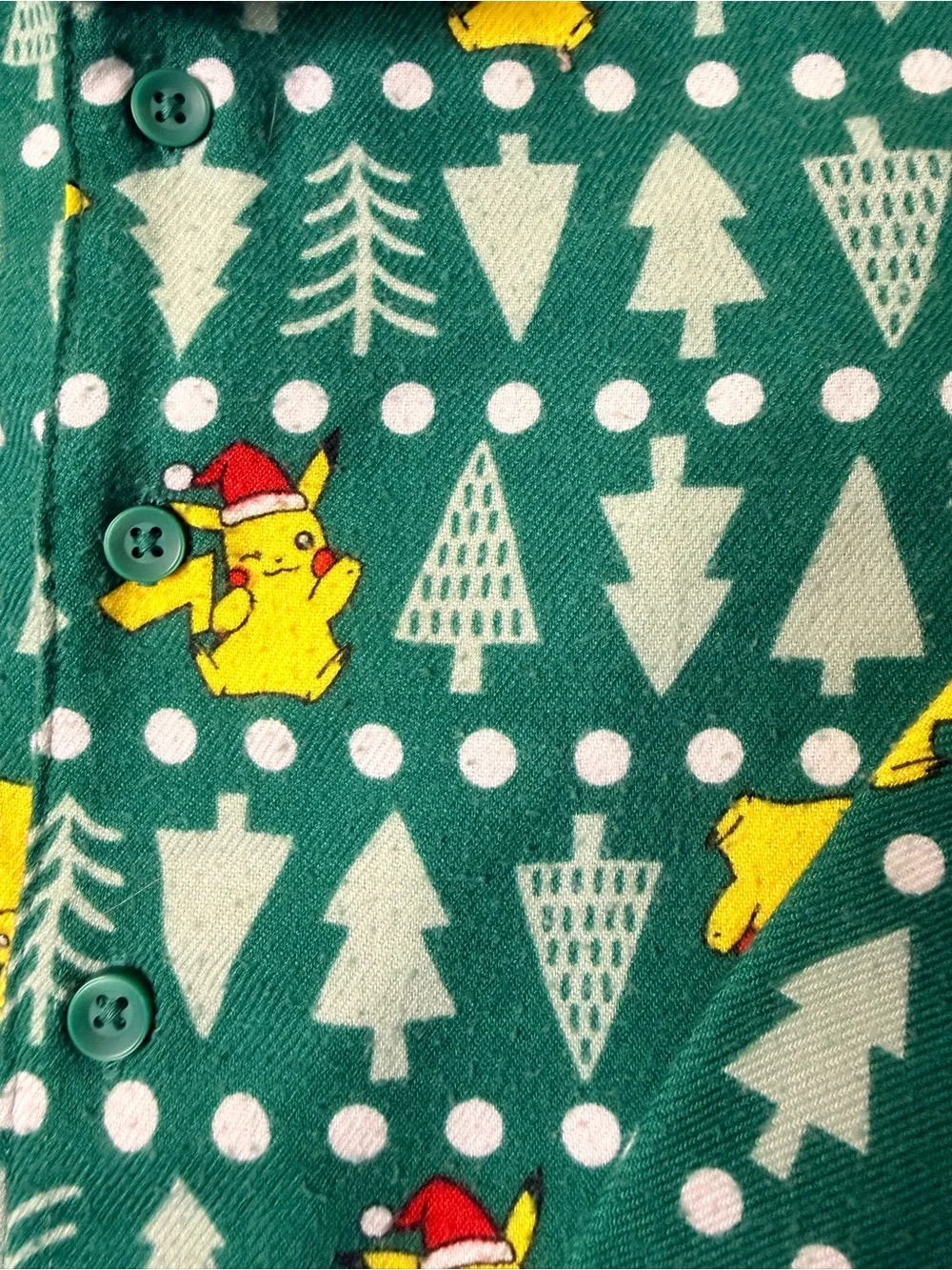 Hanna Andersson Flannel Pokémon Holiday Pajama Set Pikachu Trees Green Christmas